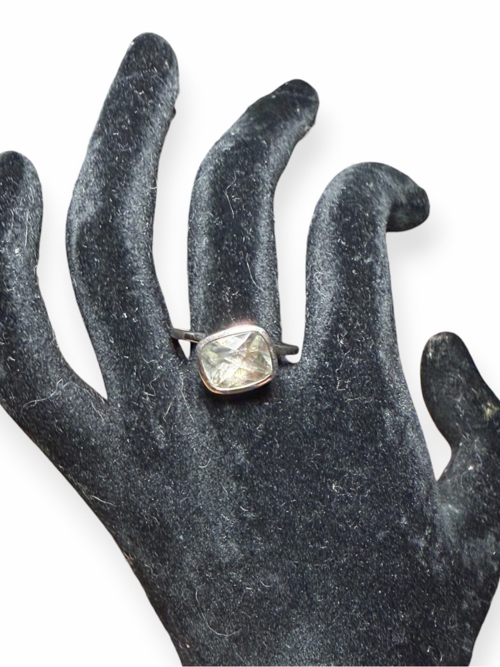 Sima K SKJ Sterling Silver Prasiolite Green Amethyst Cushion Ring Size 8